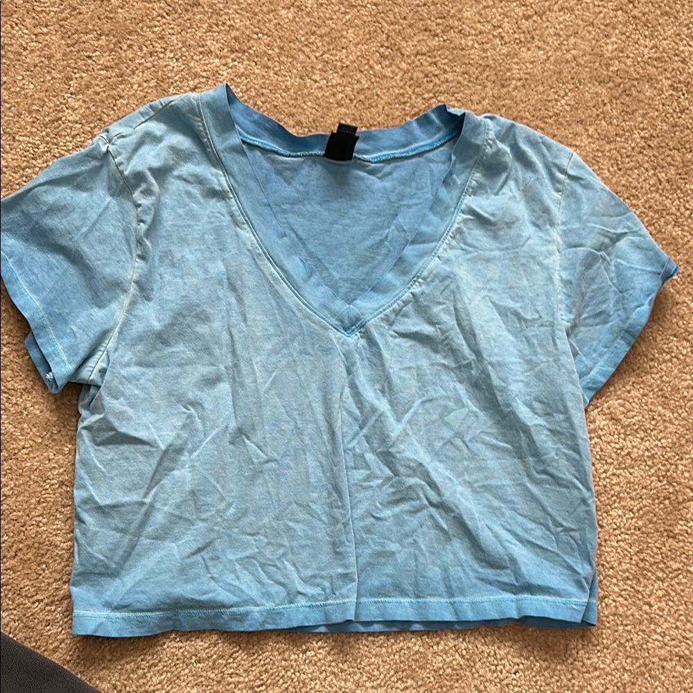 Blue V-Neck Women's Top